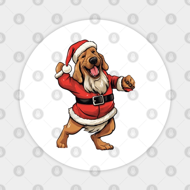 Cartoon Christmas Bloodhound Dog Dancing Magnet by Chromatic Fusion Studio